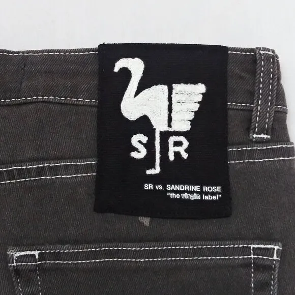 FP x SANDRINE ROSE Splatter Polka Dot Jeans Mid-Rise Medium Skinny 28 Grey NWT