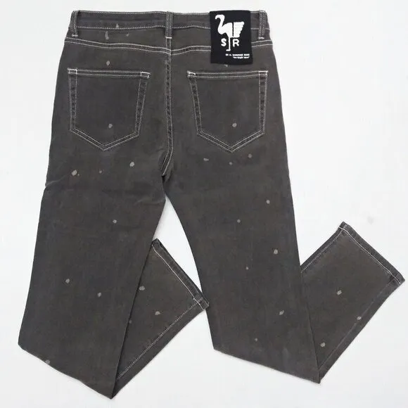 FP x SANDRINE ROSE Splatter Polka Dot Jeans Mid-Rise Medium Skinny 28 Grey NWT