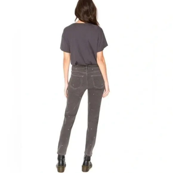 FP x SANDRINE ROSE Splatter Polka Dot Jeans Mid-Rise Medium Skinny 28 Grey NWT