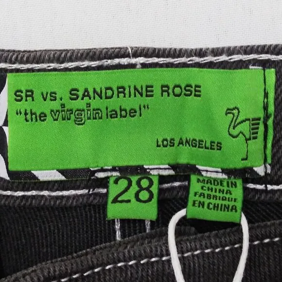 FP x SANDRINE ROSE Splatter Polka Dot Jeans Mid-Rise Medium Skinny 28 Grey NWT