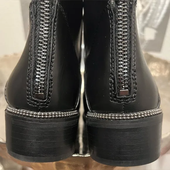 Franco Sarto Boots- Becks- Black- Tall Riding Boots w/ Silver Trim