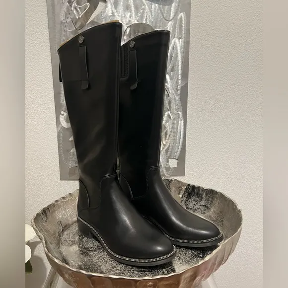 Franco Sarto Boots- Becks- Black- Tall Riding Boots w/ Silver Trim