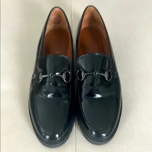 Franco Sarto Cason Faux Black  Patent Leather Loafers Women’s Size 9