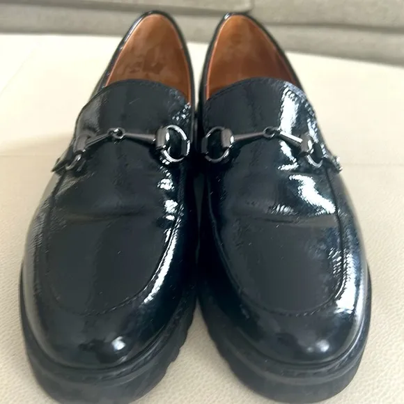 Franco Sarto Cason Faux Black  Patent Leather Loafers Women’s Size 9
