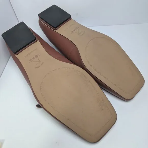 Franco Sarto Tayana Tan brown Mary Jane Square Toe Flats Womens 10 W Wide