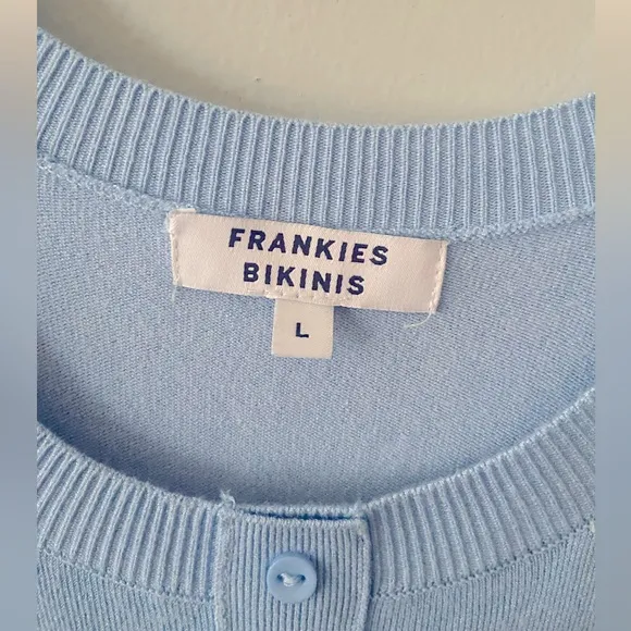 Frankies Bikinis Claude Lightweight KnitLong Sleeve Dress in Cornflower Blue L