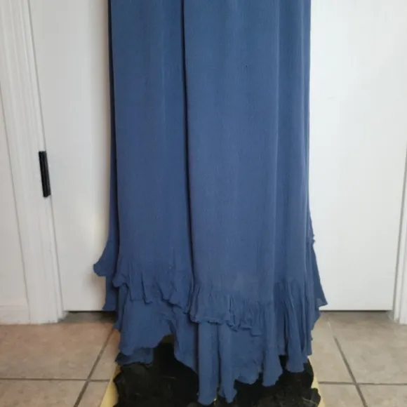 Free People Adella Blue Maxi Slip Boho Gown Beach Resort Dress Size S