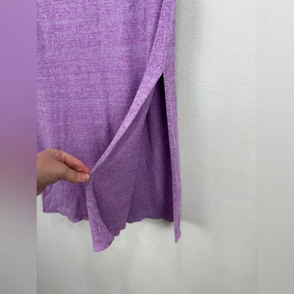 Free People | Alara midi skirt size large purple knit new stretchy spring slit