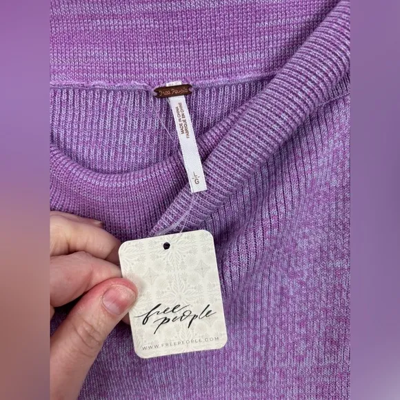 Free People | Alara midi skirt size large purple knit new stretchy spring slit
