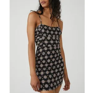 Free People Center Of Attention Dress Geometric Camisole Mini Black Combo Medium