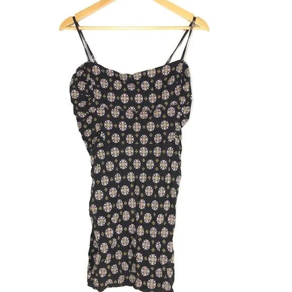 Free People Center Of Attention Dress Geometric Camisole Mini Black Combo Medium