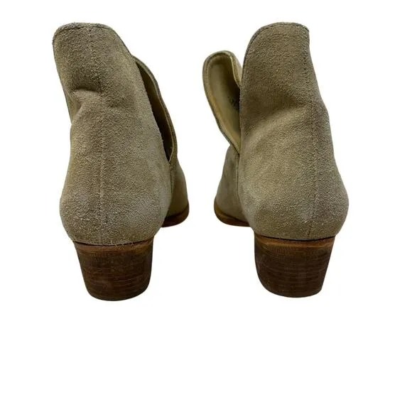 Free People Charm Double V Ankle Boots Camel Suede Size Beige 37.5 US 7