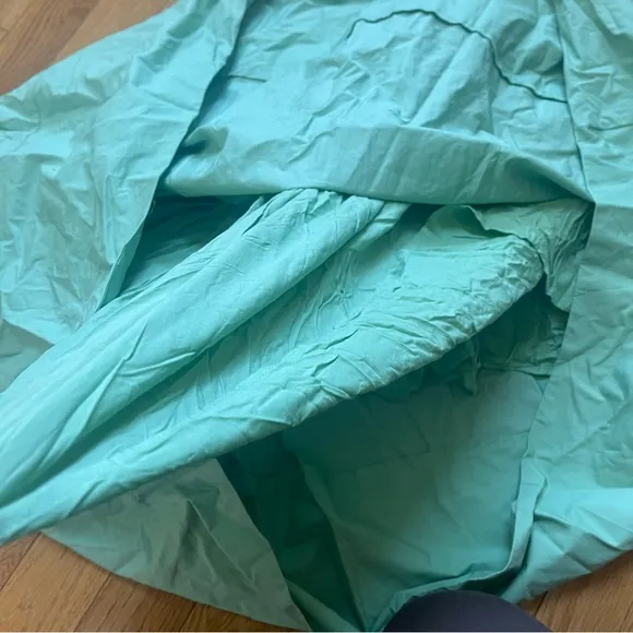 Free People Drop Of Venus Midi Mix Media Dress Bubble Skirt Green w pockets Sz S