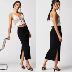 Free People Golden Hour Midi Skirt in Black