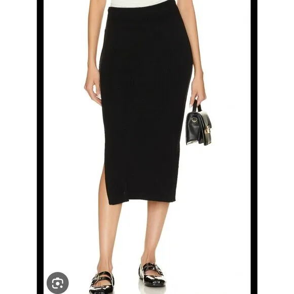 Free People Golden Hour Midi Sweater Skirt Black Size Medium