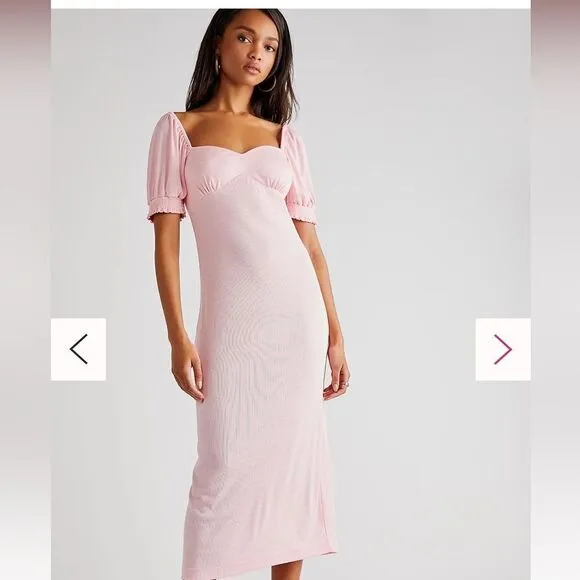 Free People NWT Bel Air Midi Dress Size M in Pink NWT