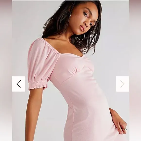 Free People NWT Bel Air Midi Dress Size M in Pink NWT