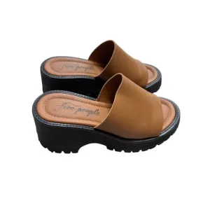 Free People Platform Wedge Sandals Women 36 EU 5.5-6 US Tan Leather y2K Chunky