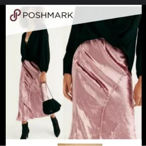 Free People Serious Swagger lavender Solid Velvet Bias Cut Midi Skirt...XS