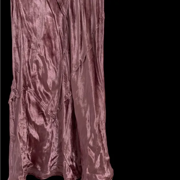 Free People Serious Swagger lavender Solid Velvet Bias Cut Midi Skirt...XS