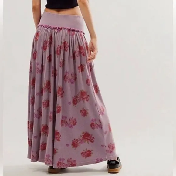 Free People Small Skirt Rosebud Maxi Floral Thermal Nirvana Combo in Lilac