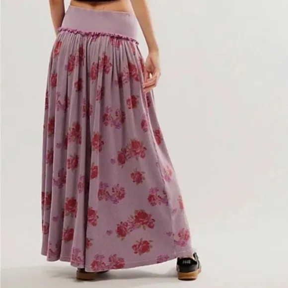 Free People Small Skirt Rosebud Maxi Floral Thermal Nirvana Combo in Lilac