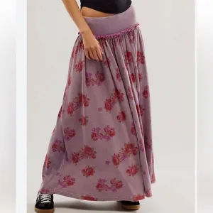 Free People Small Skirt Rosebud Maxi Floral Thermal Nirvana Combo in Lilac