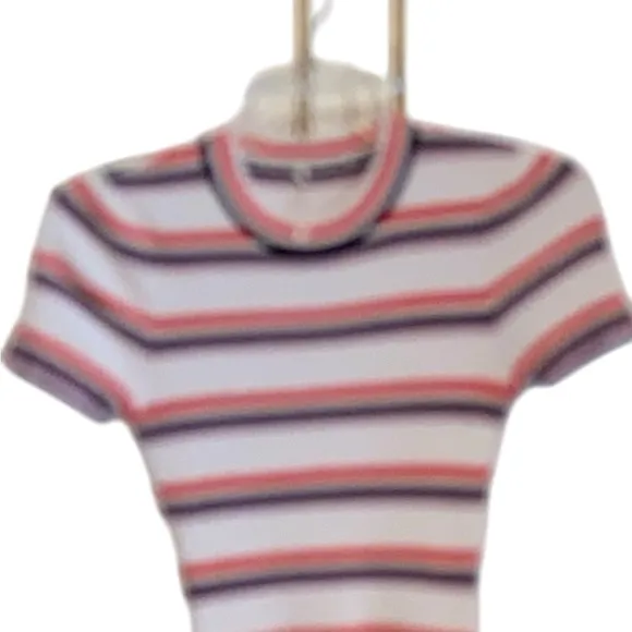 Free People So Easy Knit ribbed striped white red black &amp; lavender bodycon Dress