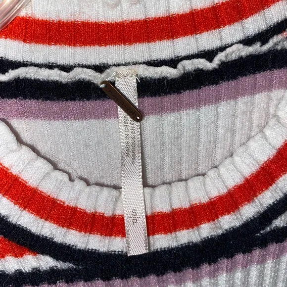 Free People So Easy Knit ribbed striped white red black &amp; lavender bodycon Dress