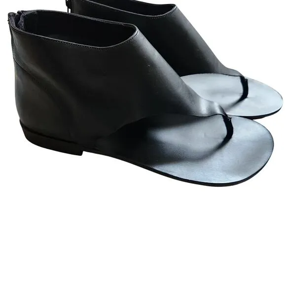 Free People Uma black leather thong sandals size 9.5