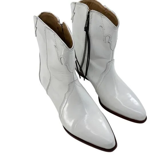 Free People Women's Frontier Western Patent Leather Pointed Toe Ankle Boots 37