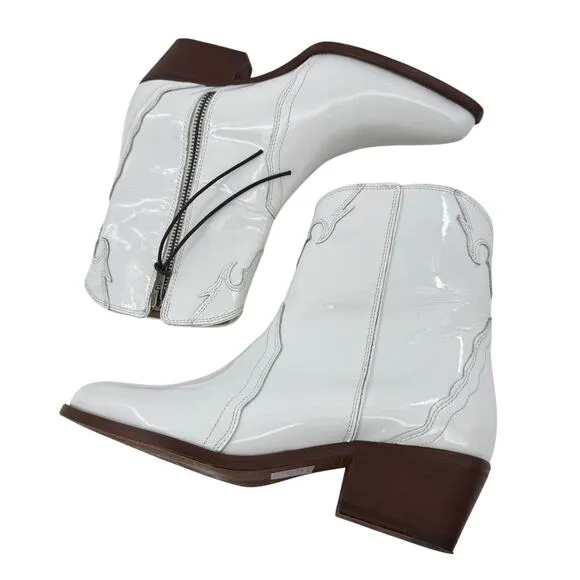 Free People Women's Frontier Western Patent Leather Pointed Toe Ankle Boots 37