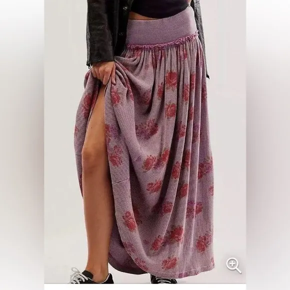 Free People XSmall Skirt Rosebud Maxi Floral Thermal Nirvana Combo in Lilac