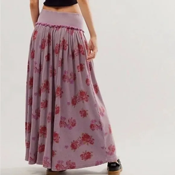 Free People XSmall Skirt Rosebud Maxi Floral Thermal Nirvana Combo in Lilac