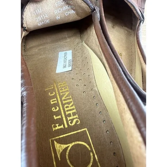 French Shriner Men BOCA Shoes Loafers Genuine Leather w Tassles Mens 11M