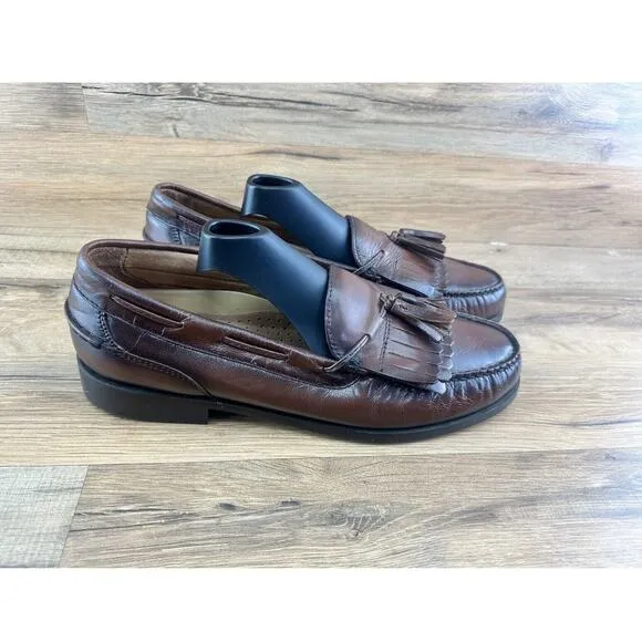 French Shriner Men BOCA Shoes Loafers Genuine Leather w Tassles Mens 11M