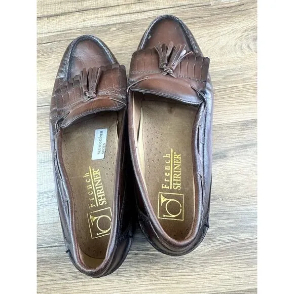 French Shriner Men BOCA Shoes Loafers Genuine Leather w Tassles Mens 11M