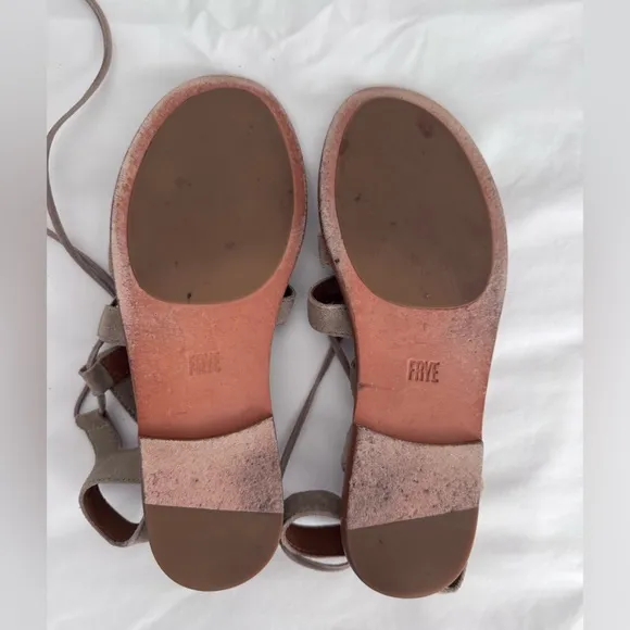 Frye Blair Side-Tie Ghillie Gladiator Sandals SZ 8 M Ash Suede
