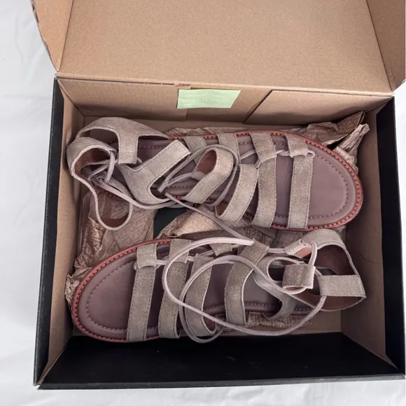 Frye Blair Side-Tie Ghillie Gladiator Sandals SZ 8 M Ash Suede