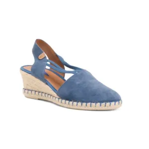 FUN VERBENAS Blue Made In Spain Suede Sandals
