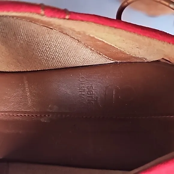 G (Series Cole Haan) Brown Suede/Red FabricChunky Heels Size 6