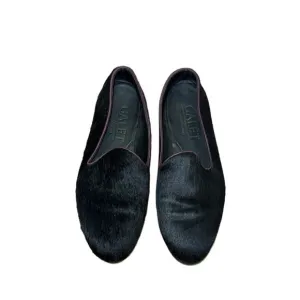 Galet By Wolf &amp; Badger Black Pony Hair Purple Piping French Handmade‎ Loafers