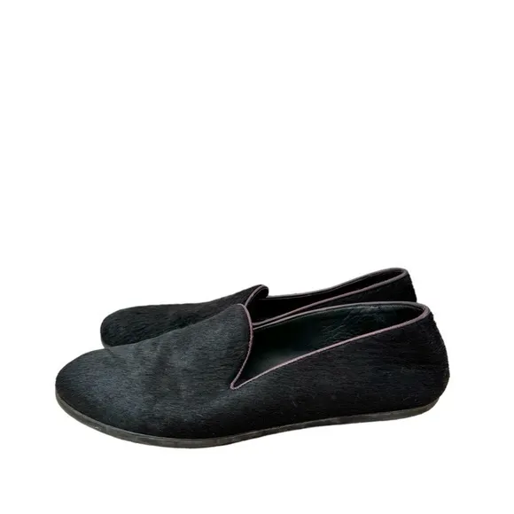 Galet By Wolf &amp; Badger Black Pony Hair Purple Piping French Handmade‎ Loafers