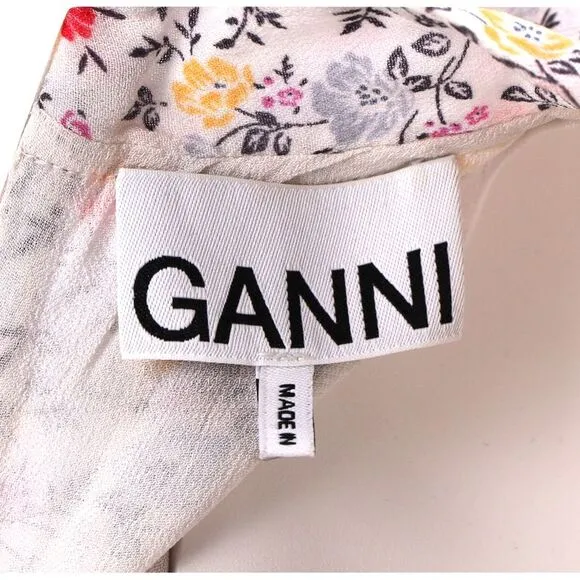 Ganni Ditsy Floral Midi Dress in Multicolor Cotton