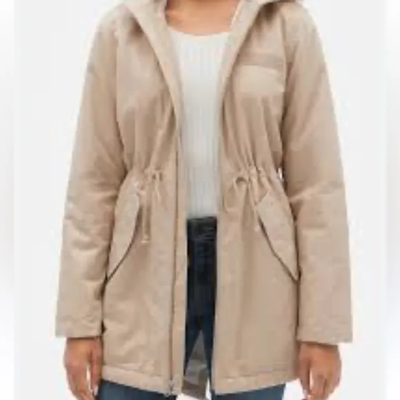 GAP 2 in 1  khaki parka jacket barn coat removable quilted lining size Small