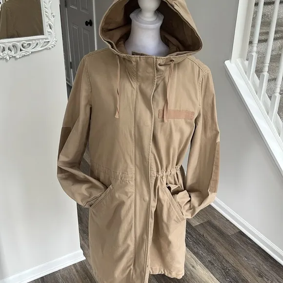 GAP 2 in 1  khaki parka jacket barn coat removable quilted lining size Small