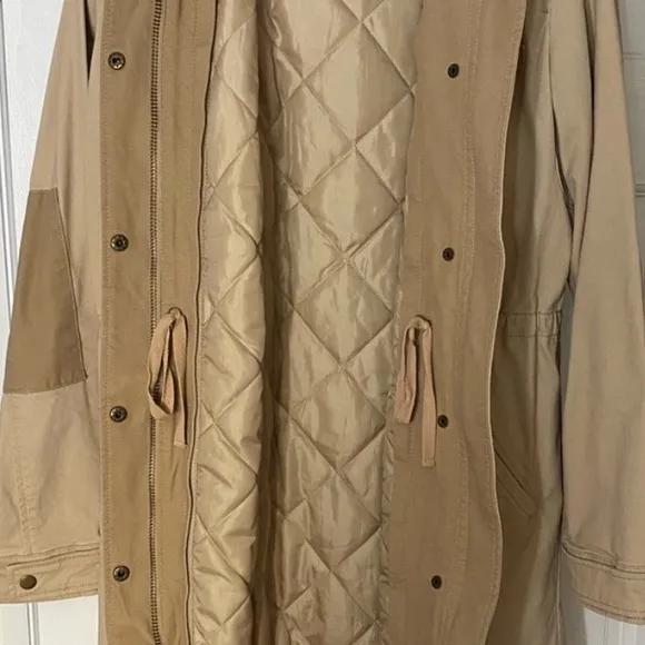GAP 2 in 1  khaki parka jacket barn coat removable quilted lining size Small