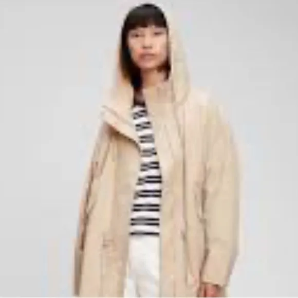 GAP 2 in 1  khaki parka jacket barn coat removable quilted lining size Small