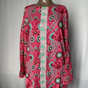 Garrie B. Women's Floral Mini Dress Pink Size XL Long Sleeve - NWT