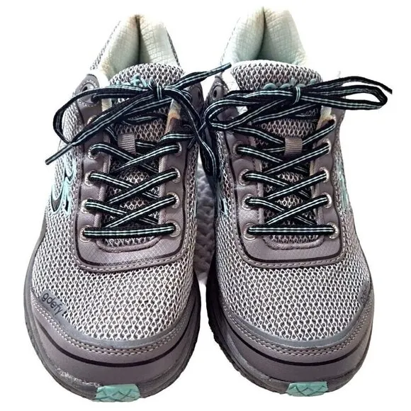 GDefy Women's 8 Mighty Walk Gray &amp; Aqua Low Cut Lace Up Sneakers